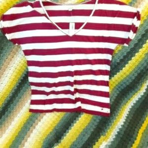 Aria Striped  v neck soft cotton tee shirt